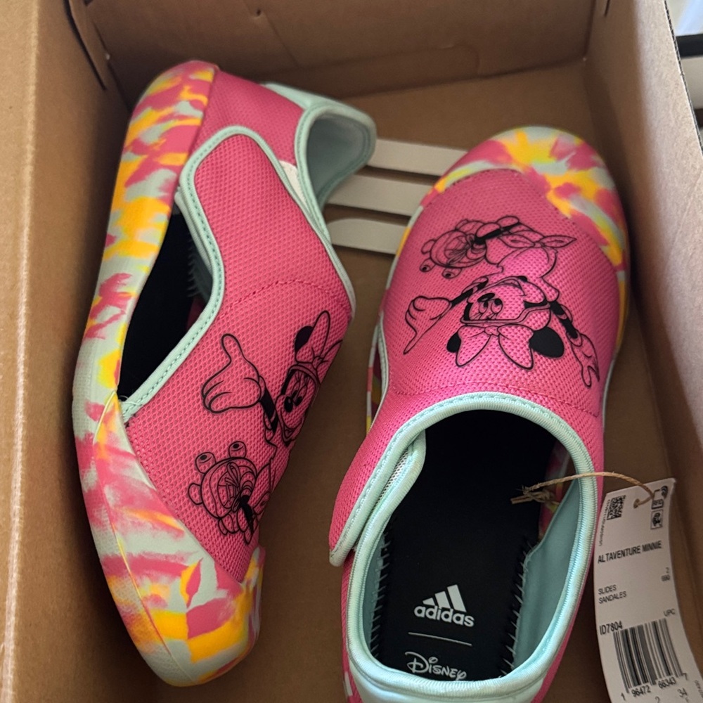 Adidas Disney Pink Slip-On Sneakers with Tie-Dye Sole